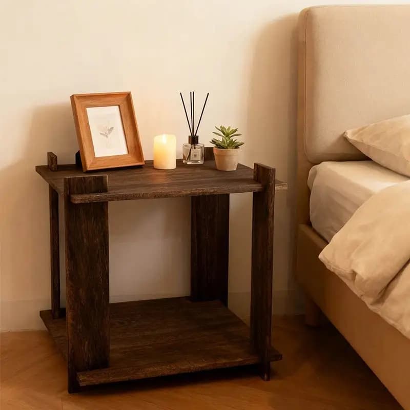Solid Wood Bedside Table Household Bedroom Simple Living Room Creative Shelf Artifact Elegant Small Apartment