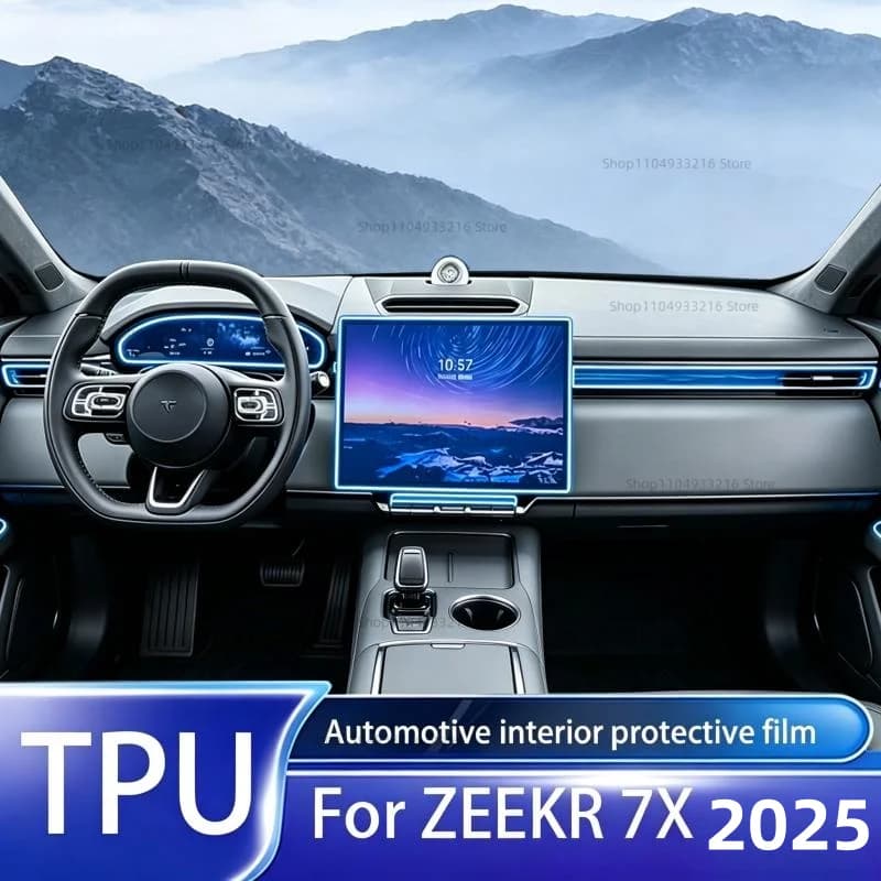 Transparent TPU Protective Film Anti-scratch For ZEEKR 7X 2025 Car Interior Center Console Dashboard Navigation Pre-cut PPF