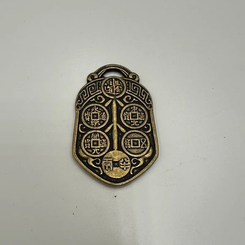 Bronze Amulet, Large Small Five Emperors Coins Fortune-Bringing Talisman