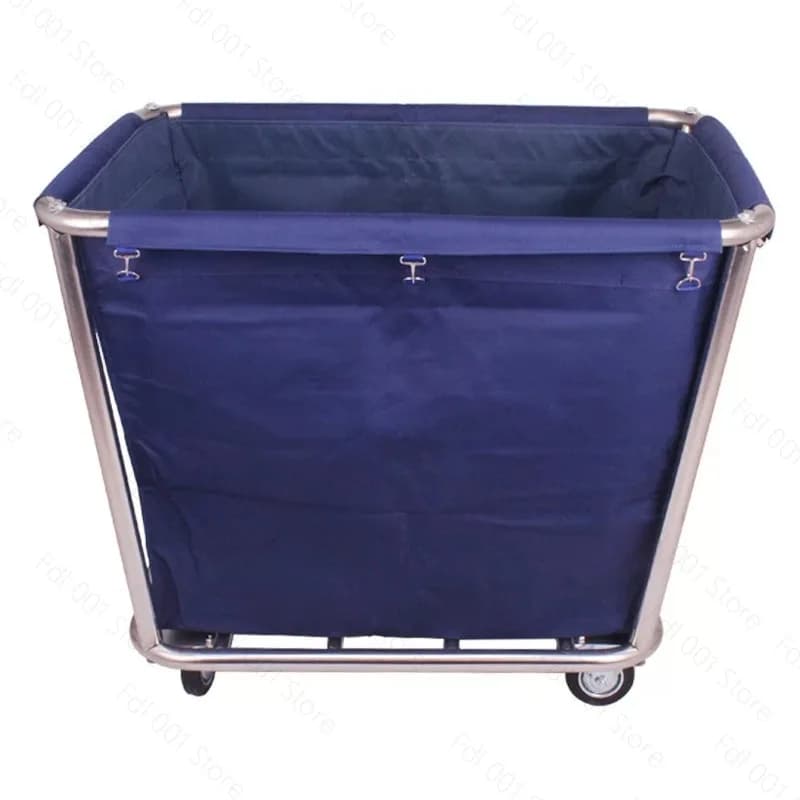 Detachable Linen Trolley Stainless Steel Laundry Cart with Silent Wheels for Hotel Housekeeping Dirty Linen Collection