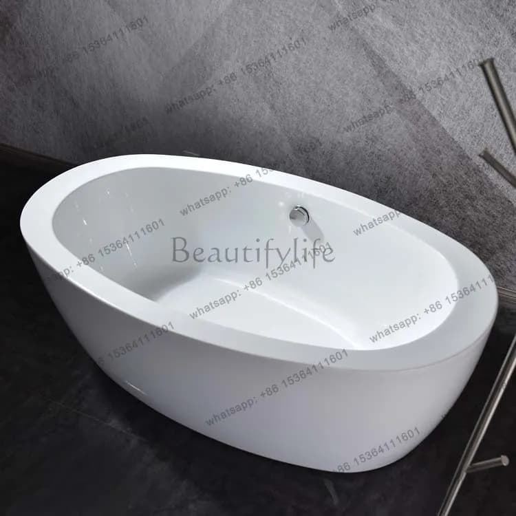 Acrylic independent docking seamless wide-brimmed oval hotel engineering bathtub