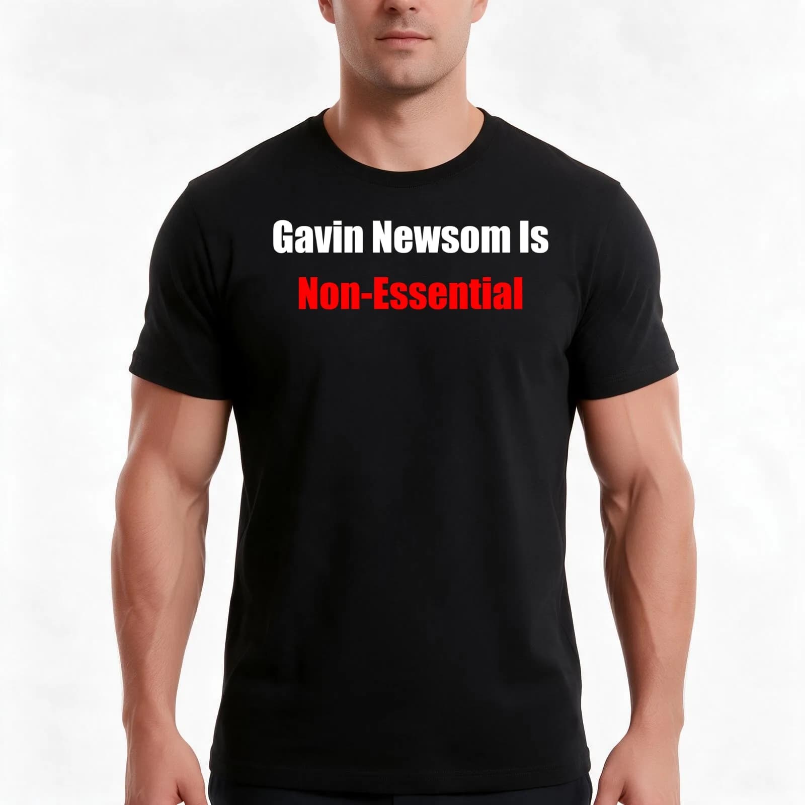 Gavin Newsom Is Non-Essential T-Shirt, Summer Casual Cotton Tee, Oversized Streetwear Tops, Vintage Graphic Print, 100% Cotton