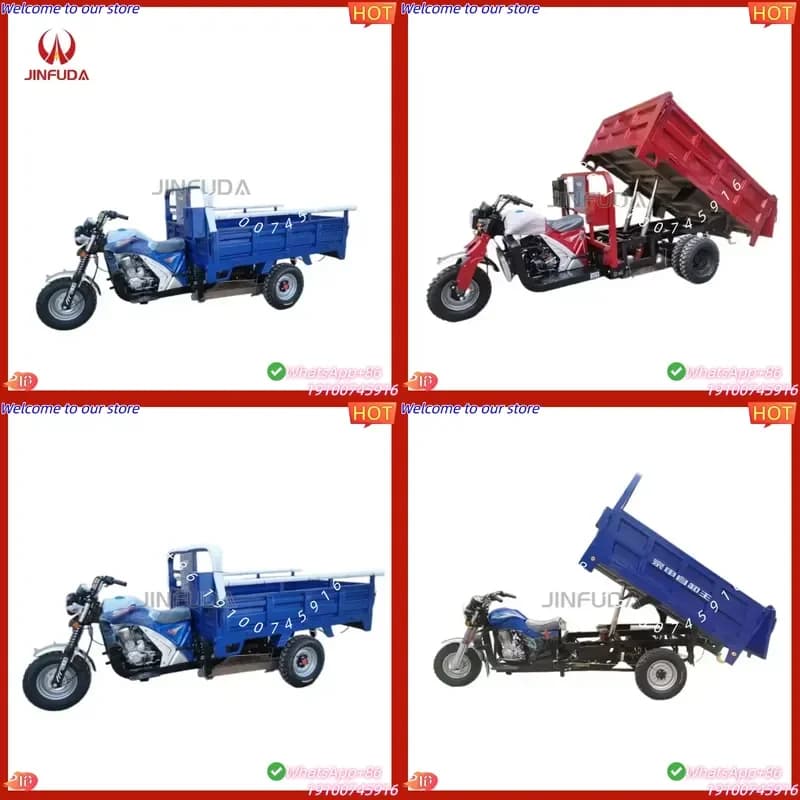 2026Hot Hot Sale 200cc Motorized Tricycles 1.8*1.3 Cargo Box Size Motorcycles with Auto Dumper