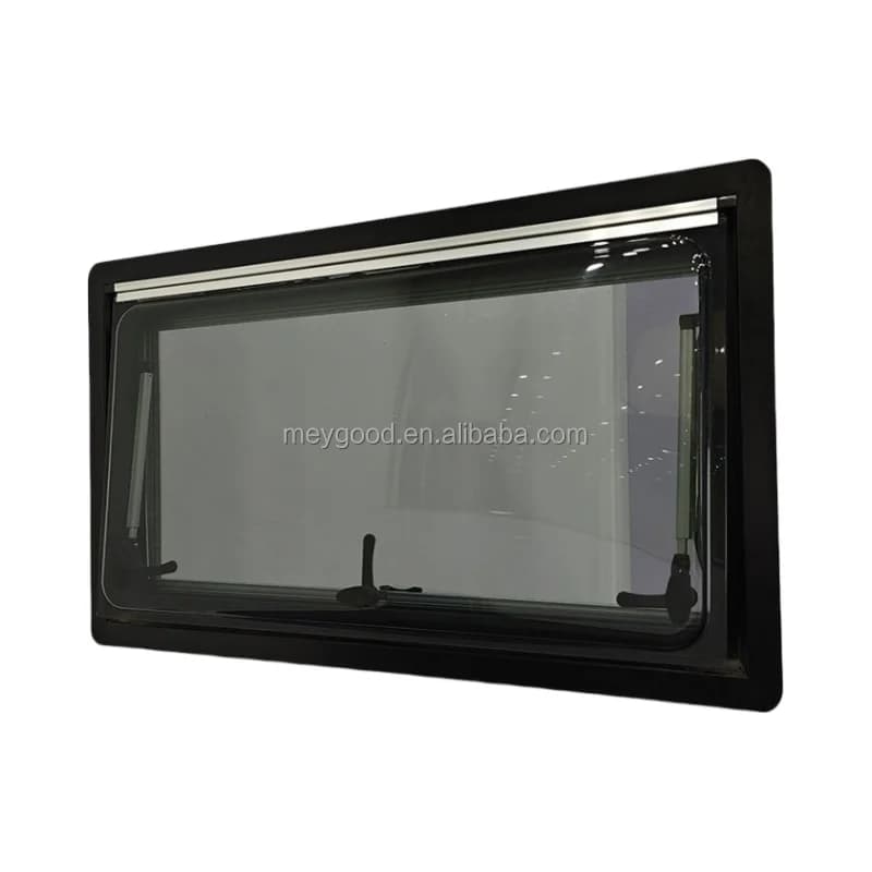 Factory Supply1200*500mm Aluminum Outer Frame Square Corner Travel Trailer Camping Car Motorhome Side Window With Curtains