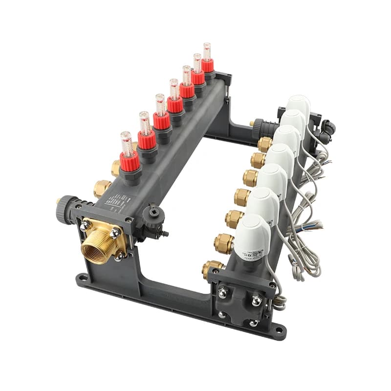 system water and floor heating manifold with special heating valve thermostat durable plastic material