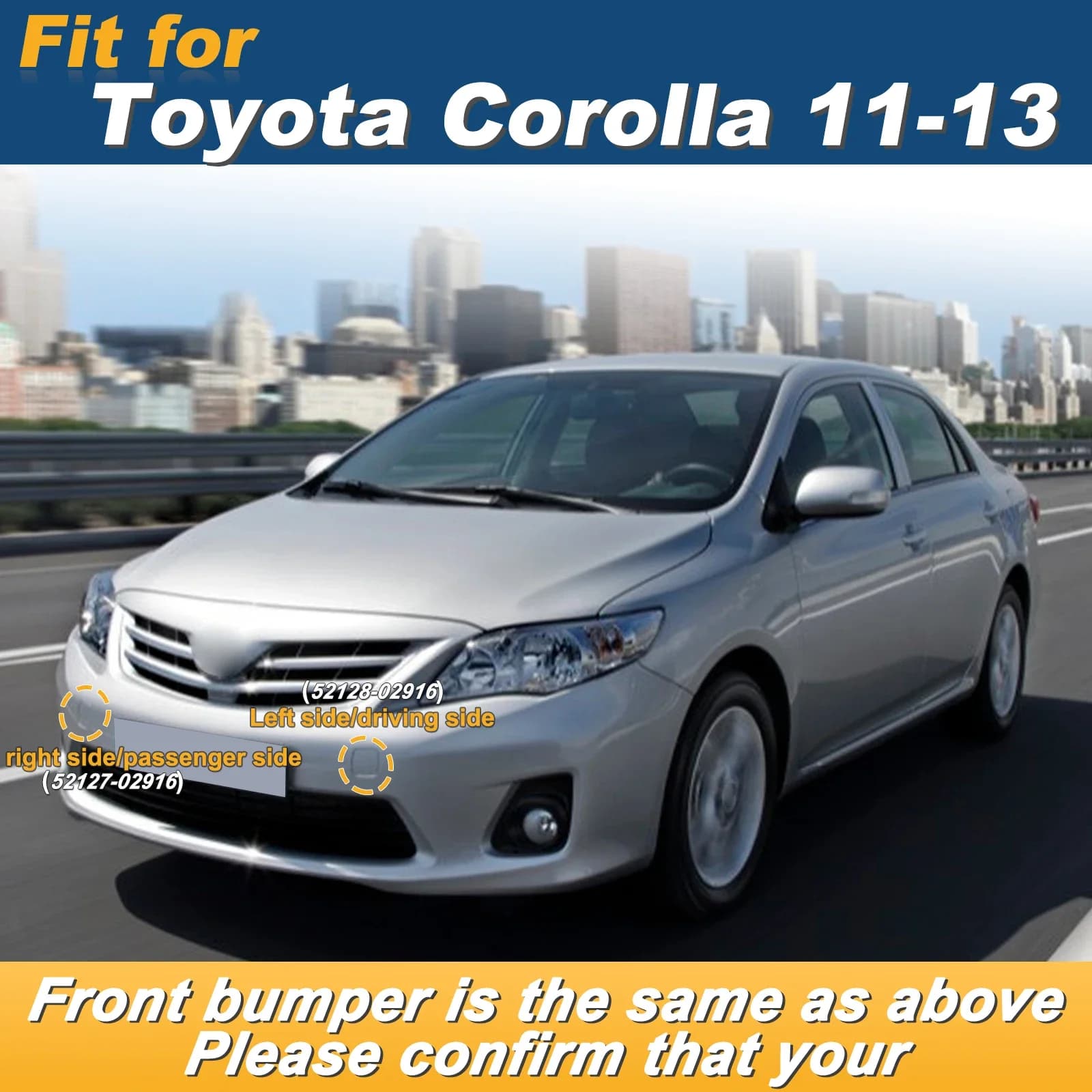 For Toyota Corolla 2011 - 2013 Front Bumper Tow Hook Cover Caps Left Right Set Parts 5212802916 5212702916