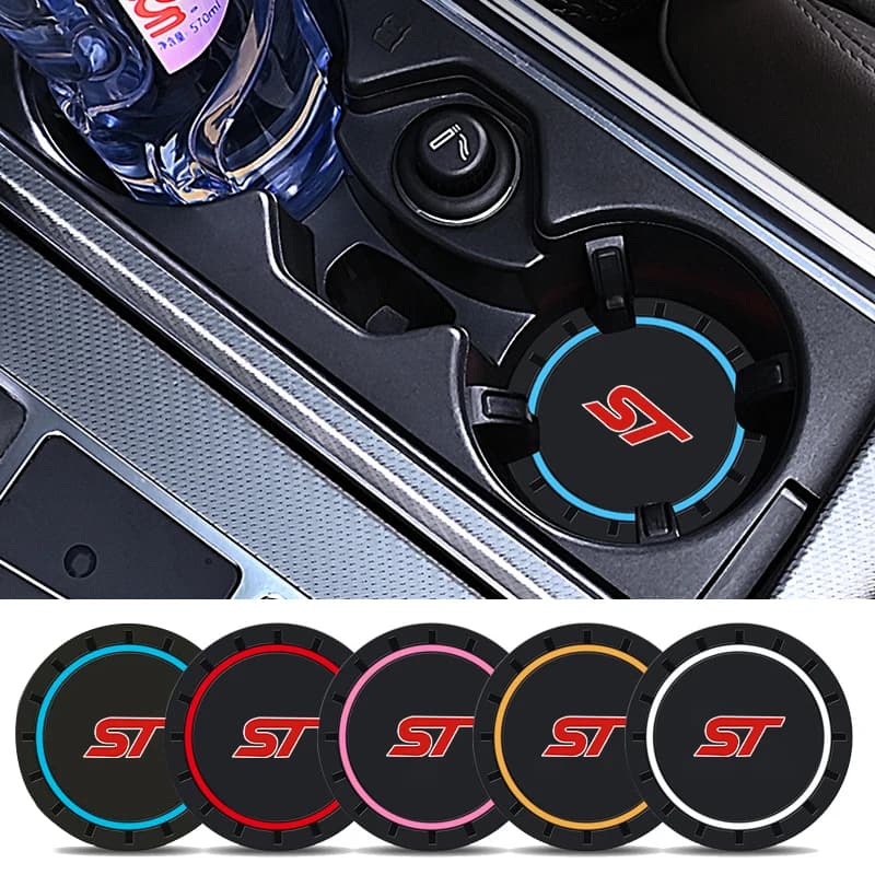 2Pcs Car Coaster Console Silicone Water Cup Anti-slip Pad Accessories For Ford ST Racing Performance Focus Mk2 Mk3 Fiesta Ranger