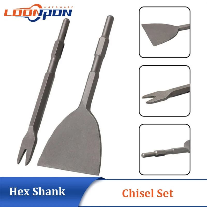 Chisel Set Hex Shank Hammer Drill Bit Motor Removal Tool 2Pcs
