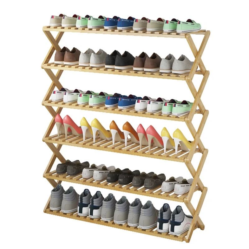 Shoe rack Multi-layer simple household e****mical shelf Dormitory door storage rack Installation-free folding bamboo