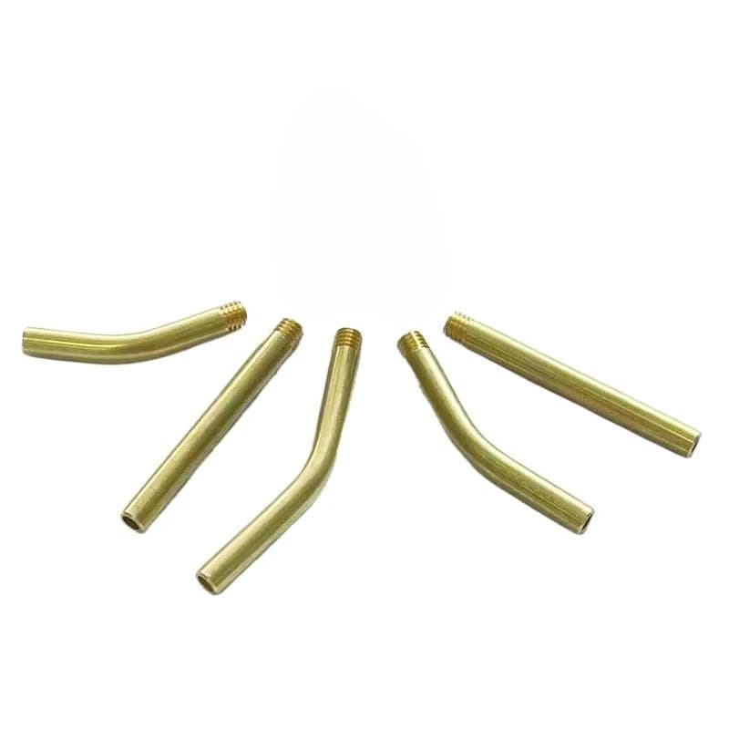 2PCS M5/M6/M8 Threaded Brass Hollow Bent Tube Brass Bent Pipe Swan Neck Curved Pipe for Lighting Brass Connector Extension Rod