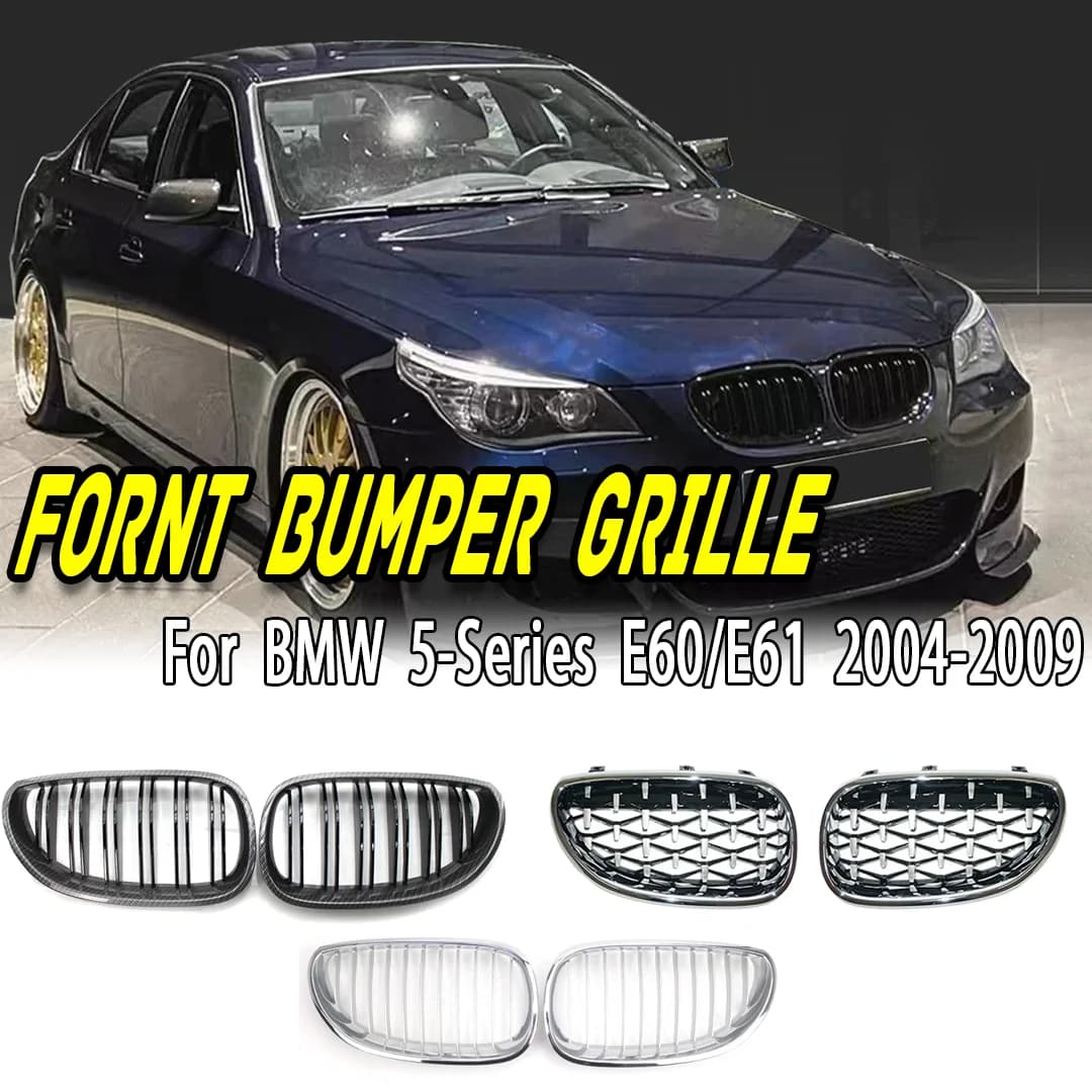 Double Slat Front Kidney Grille Bumper Grill For BMW 5 Series E60 E61 M5 2003-2010 520i 525i 530i 535i 545i 550i Radiator Grille