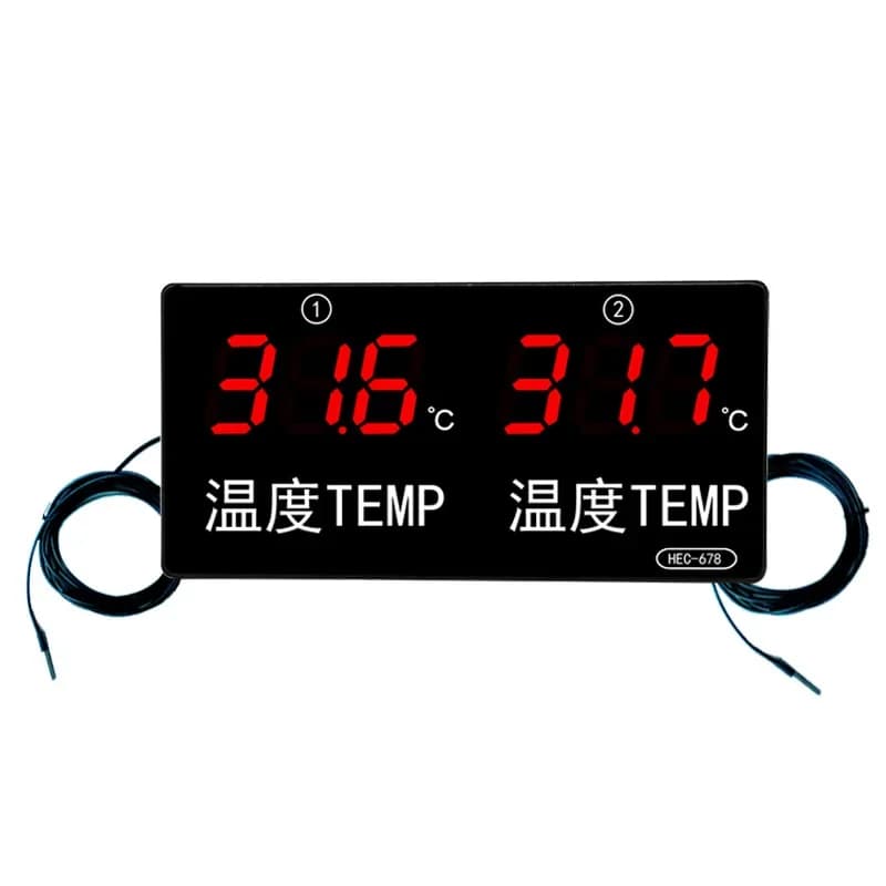 Single-channel alarm thermometer HEC678 hanging wall-mounted dual-channel probe water temperature test instrument