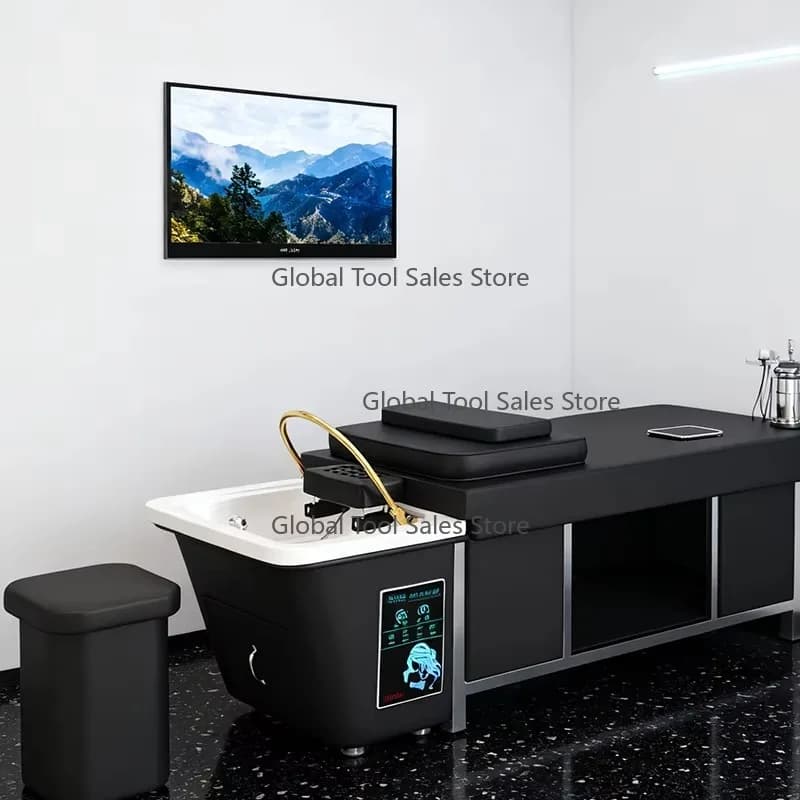 Customizable Color Logo Multifunctional Shampoo Chair Modern Design Stainless Steel  Salon Ceramic Basin High-Density