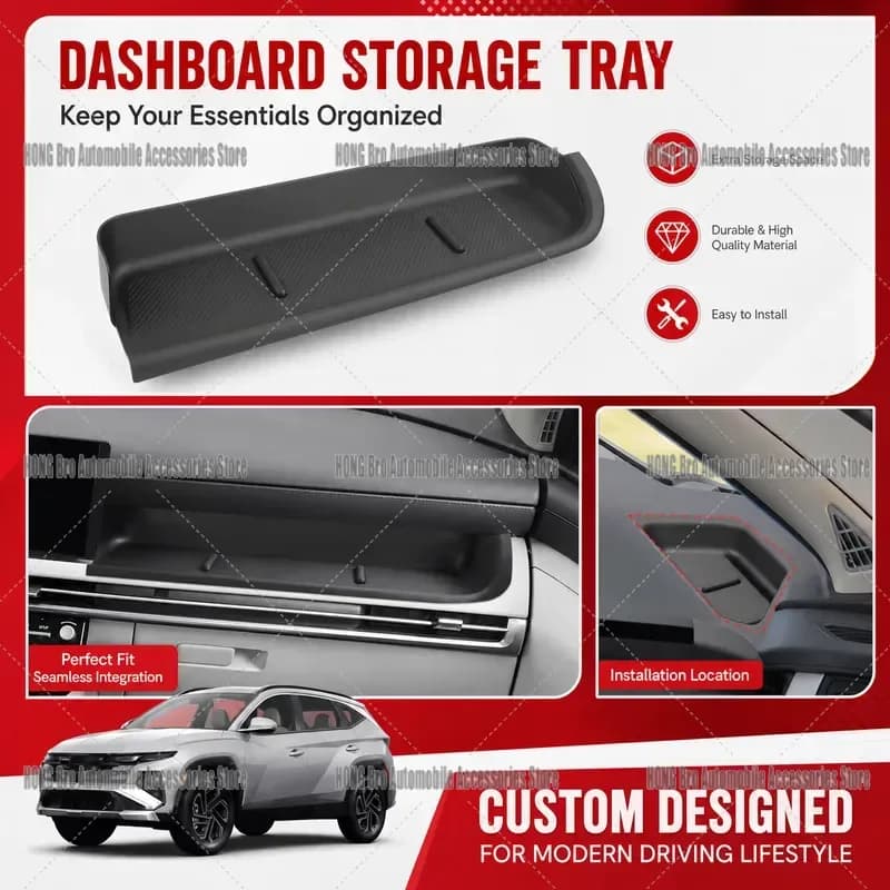 For Hyundai Tucson NX4 2025 2026 LHD Silicone Non-slip Mat Passenger Side Tray Dashboard Storage Organizer Car Interior