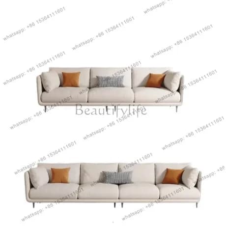 Italian light luxury leather sofa modern simple cream sofa combination small apartment