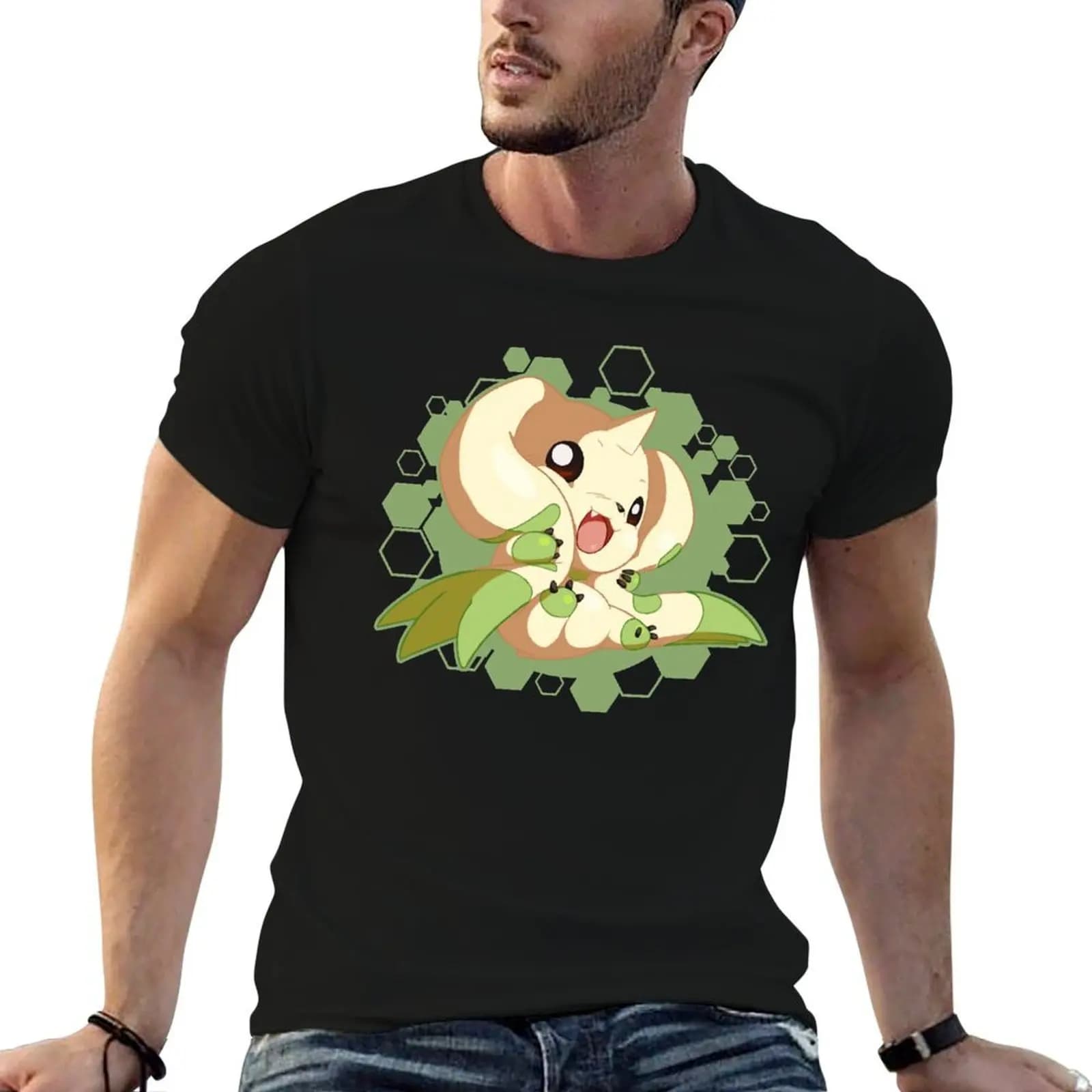 Terriermon chibi adventure anime Digimon T-Shirt plus size tops plain slim fit t shirts for men