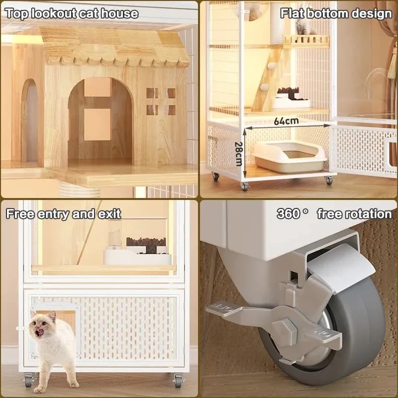 Wholesale Factory Multilayer No Light  Steel and Wood Cat House  for Cat