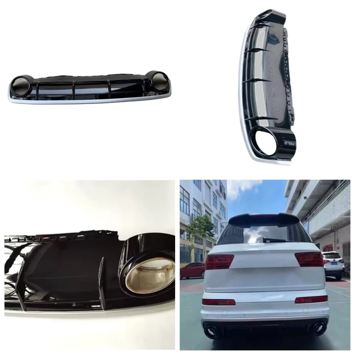 stlf RSQ7 Rear Diffuser 2016-2018 Front Bumper with Grille and Rear Bumper Diffuser