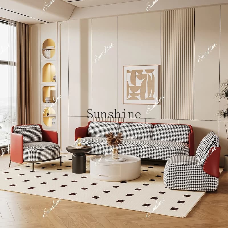 uxury leather sofa living room small apartment meeting area beauty salon to negotiate leisure reception combination  FT
