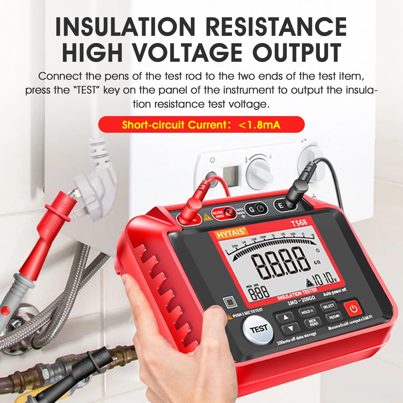 Digital Insulation Resistance Tester Megohmmeter 50V-1000V 20G Ohm High Voltage Electrician Tool for Electrical Maintenance