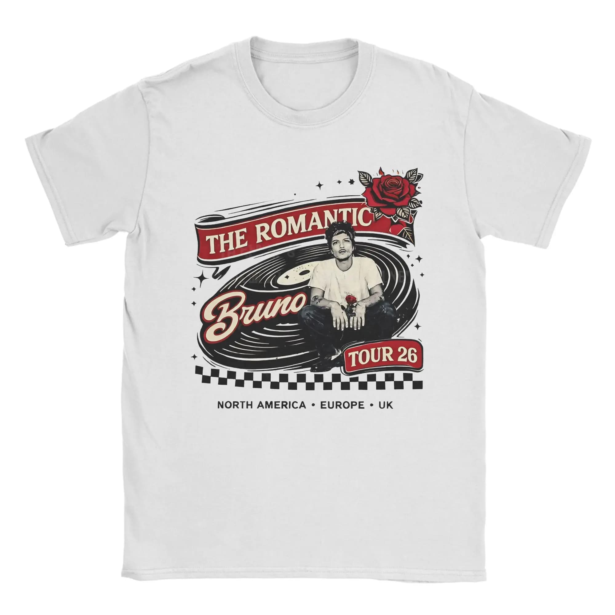 Men's T-Shirt Bruno Mars The Romantic Tour 2026 Casual Cotton Tee Shirt Short Sleeve  T Shirt Round Collar Clothes Gift Idea