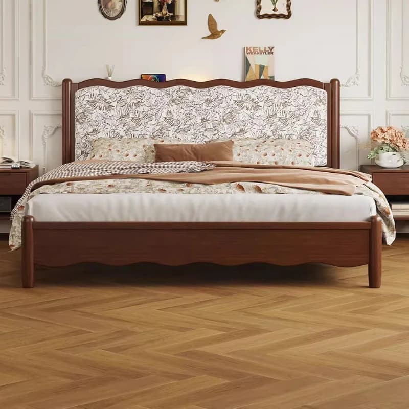 Fancy Vintage Bed Nordic Upholstered Aesthetic Luxury Bed Frame Lounge Princess Cama De Lujo Para Dormitorio Bedroom Furnitures