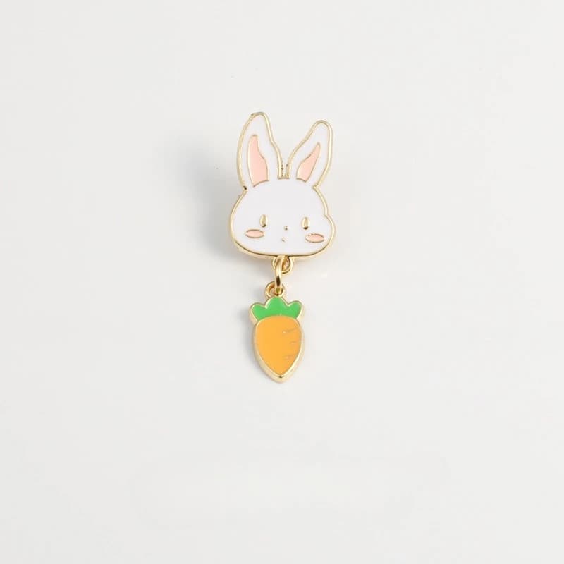 Cartoon Rabbit Carrot Design Brooch Cute Casual Business Commute Gift Metal Badge Pin DIY Clothing Bags Hat T-shirt Decoration