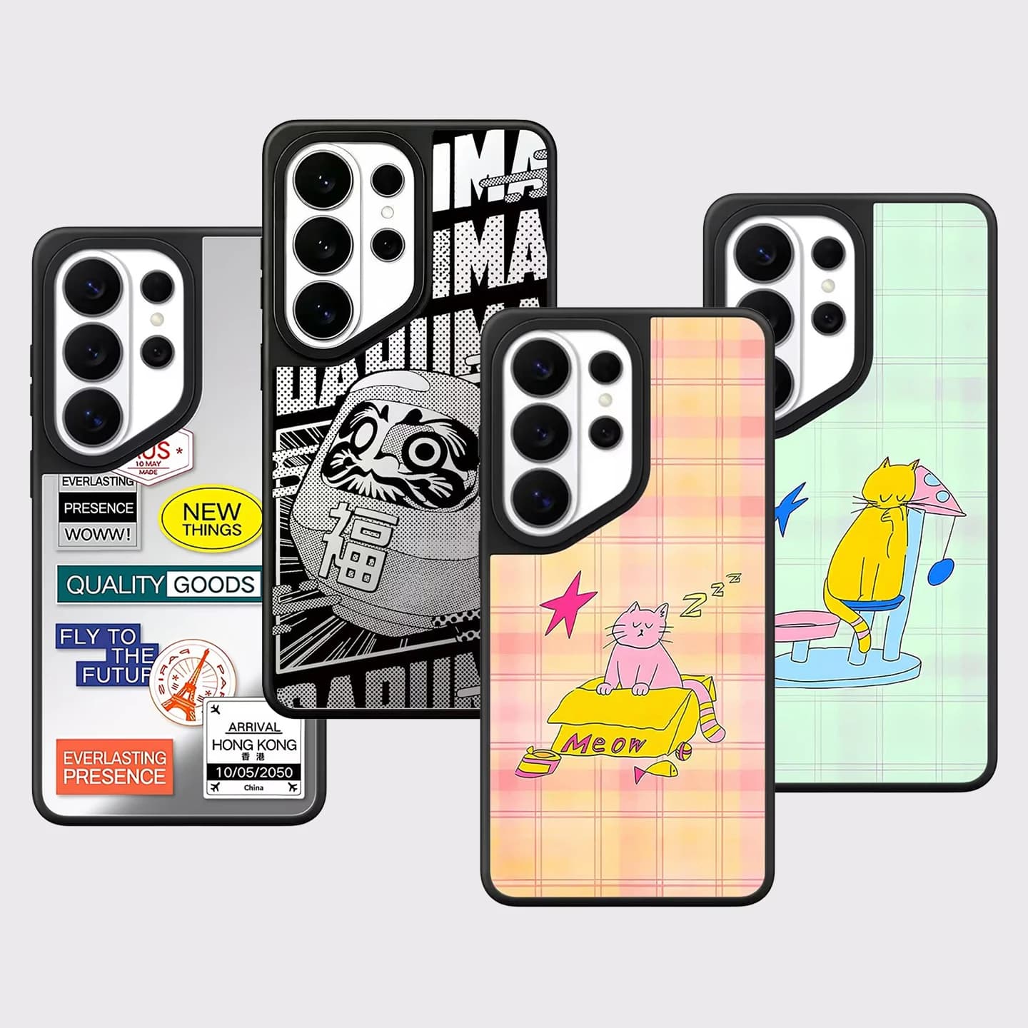 Meow Damo Doll Mirror Surface Magnetic Phone Cover for Samsung Galaxy S23 S24 S25 S26 Ultra S26+ Plus Case