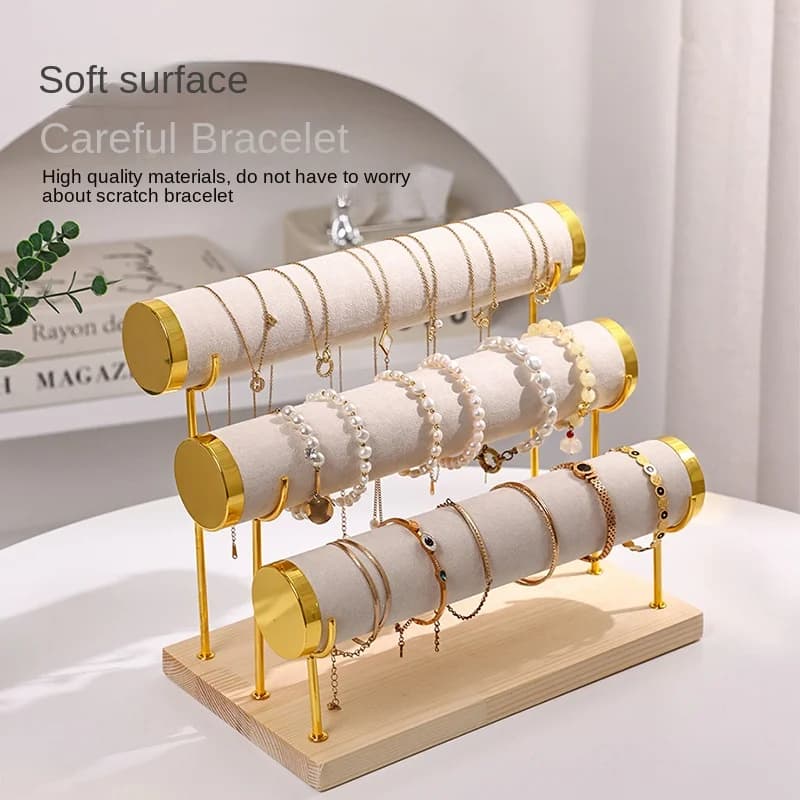 Multi-Layer Metal Storage Rack for Bracelet and Watch Display Flannel Ladder Ornament with Jewelry Organizer Features