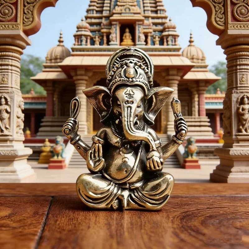 Retro Brass Lord Ganesha Statue, 2026 Wealth Guardian, Hindu Elephant God Figurine for Home Office Decor