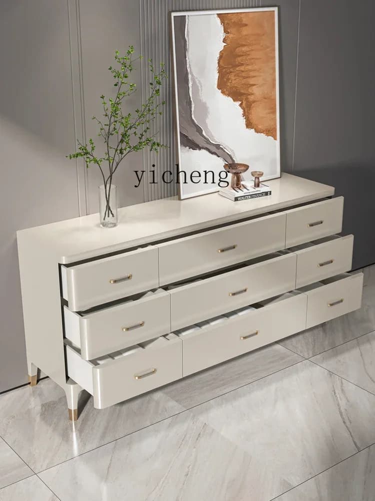 ii10.9-XL Chest of Drawers Bedroom Storage Cabinet Solid Wood Locker Simple Nine-Drawer Cabinet Living Room Entrance Cabinet