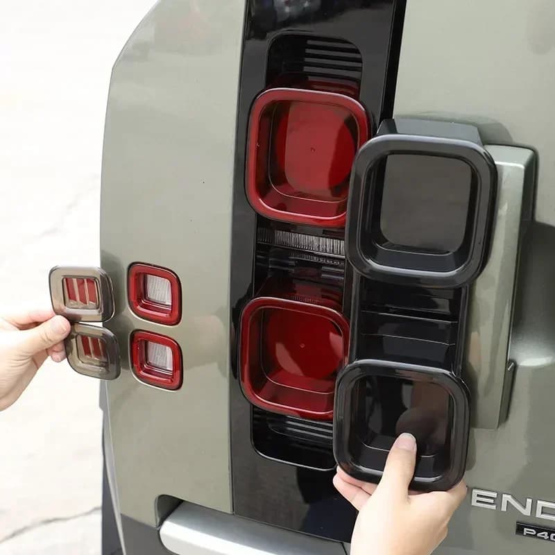 For Land Rover Defender 90 110 130 2020-2025 tail light cover smoked black tail light housing rear brake light decoration