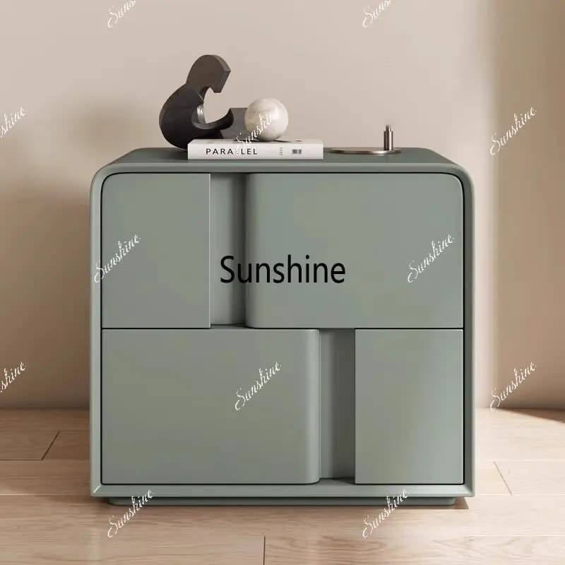 Simple and modern solid wood light luxury high-end bedside table household bedroom storage box