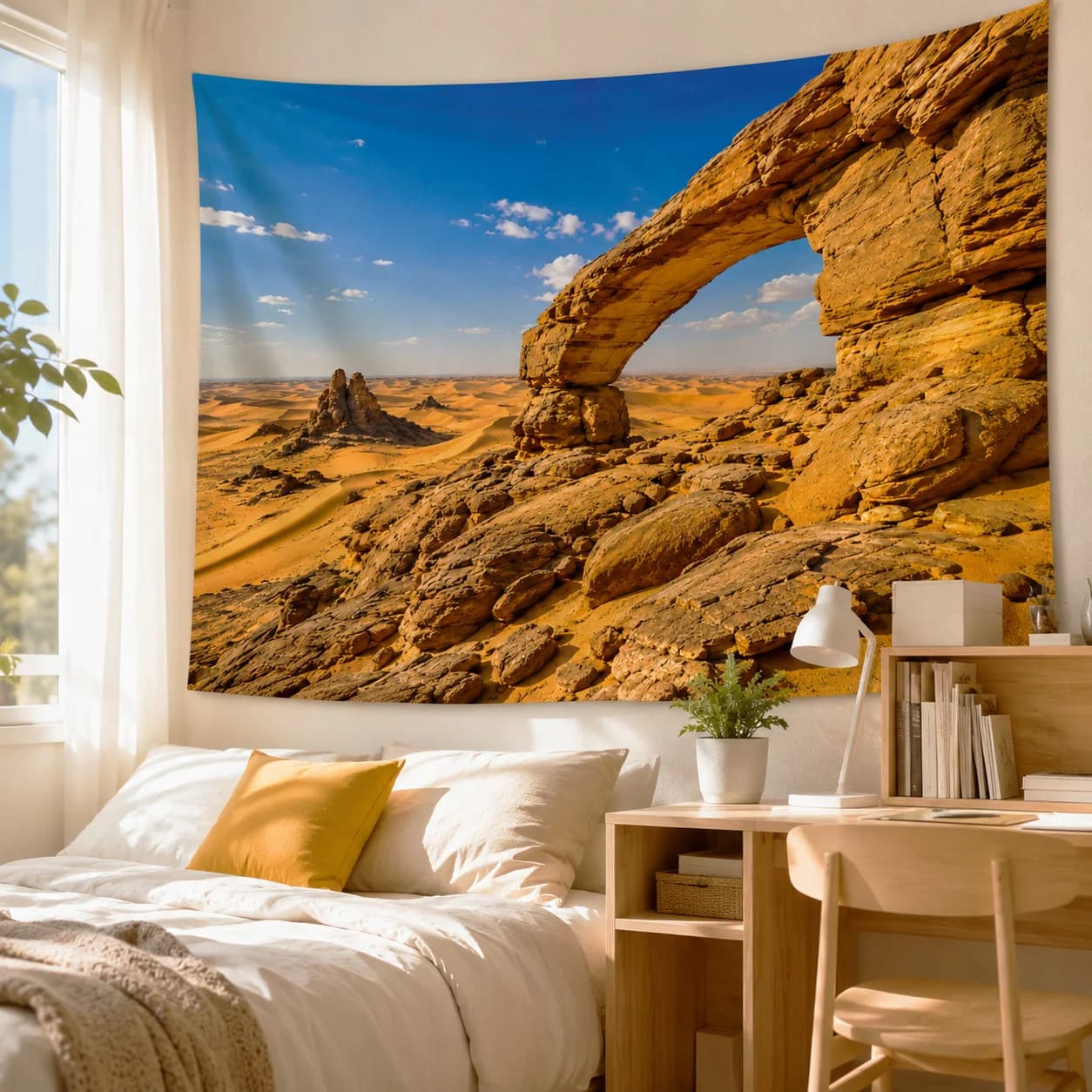 Desert Arch Tapestry Wall Hanging Rock Canyon Landscape Scenery Large Fabric Wall Tapestries Boho Home Room Decor for Bedroom