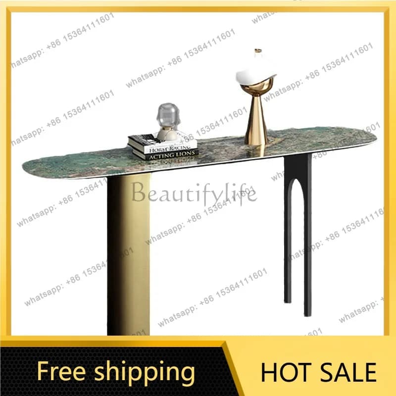 LS very simple rock slab entrance table light luxury modern wall strip case living room entry end view table