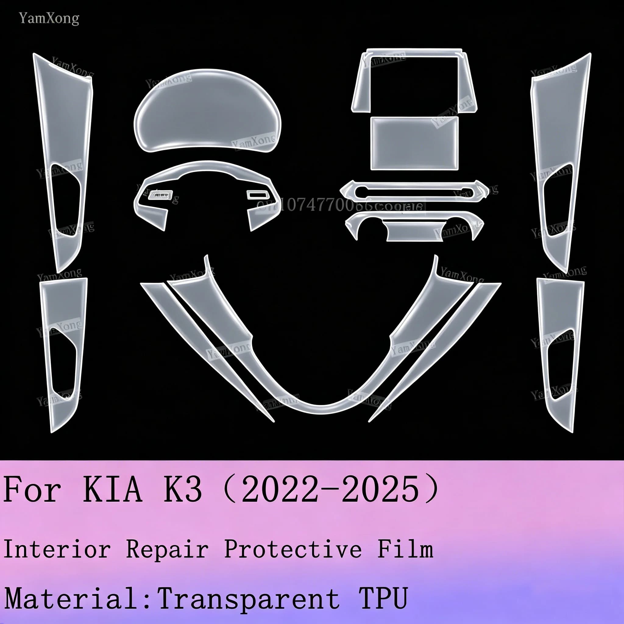 For KIA K3 2022-2025 Car Interior Kit Protective Film Navigation Dashboard Screen Sticker Center Console Gear Panel Scratch Film