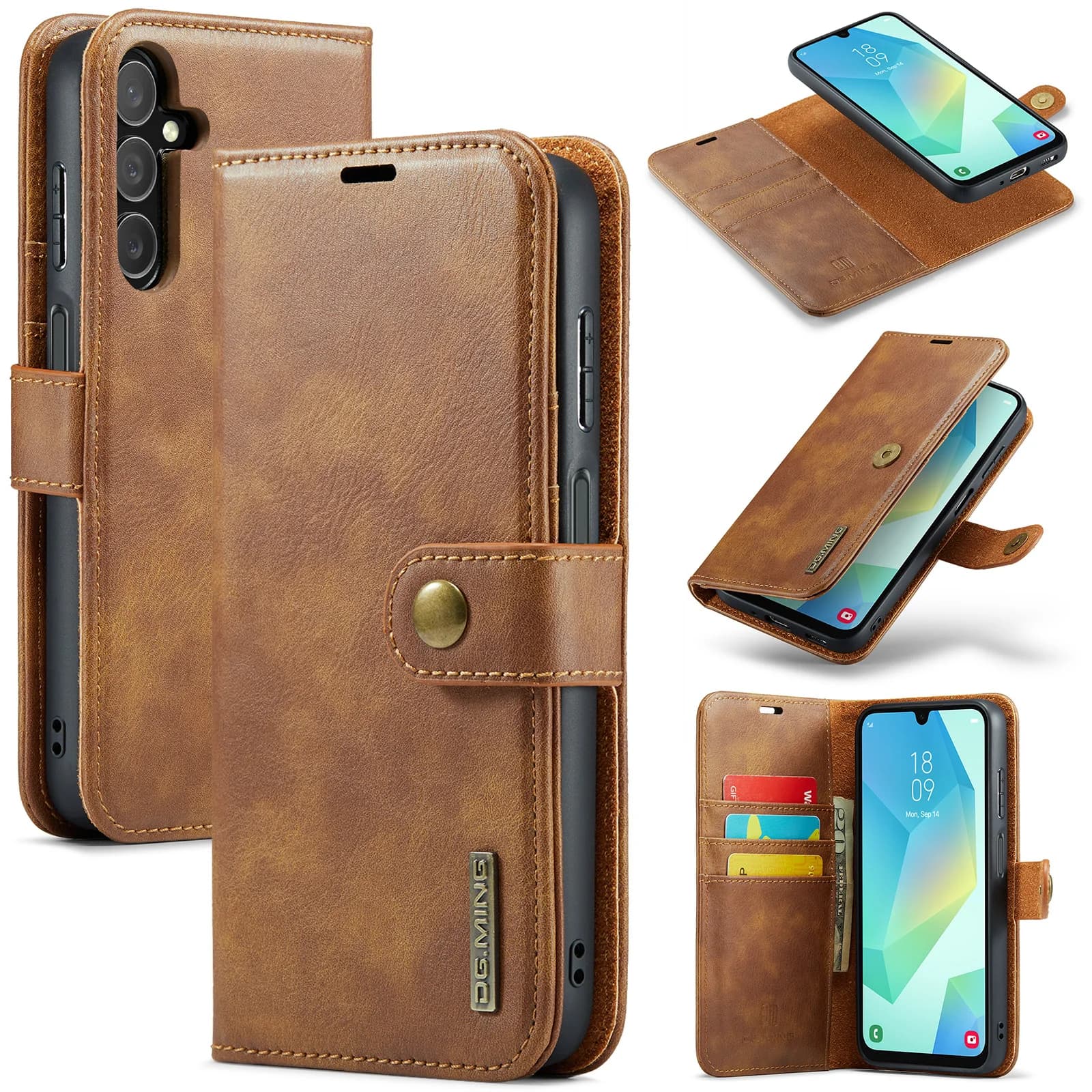 New Arrival DG.MING 2 in 1 Detachable Wallet Case for Galaxy A16 5G Magnetic Flip Book Folio Premium Retro Leather Case Funda