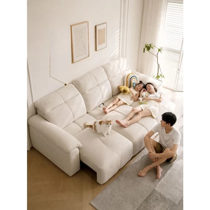 Electric sofa bed foldable cat scratching cloth, chenille multi-functional sugar cube retractable sofa zero against the wall