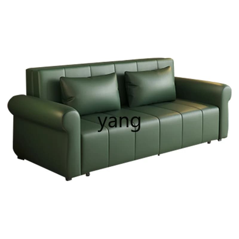 LH small apartment living room study multi-functional leather art sofa bed, storage folding dual-purpose