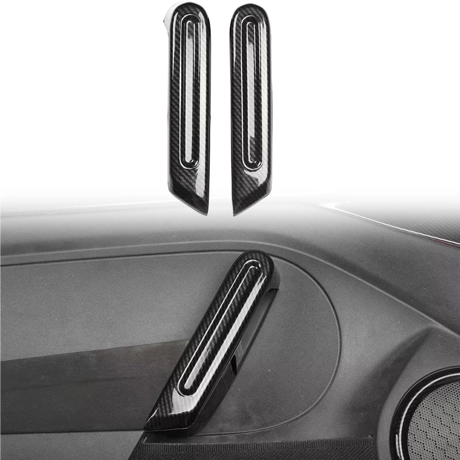For Volkswagen VW Beetle 2012-2019 Car Accessories ABS Carbon Fiber Style Interior Door Handles Cup Strip Decor Trim 2pcs