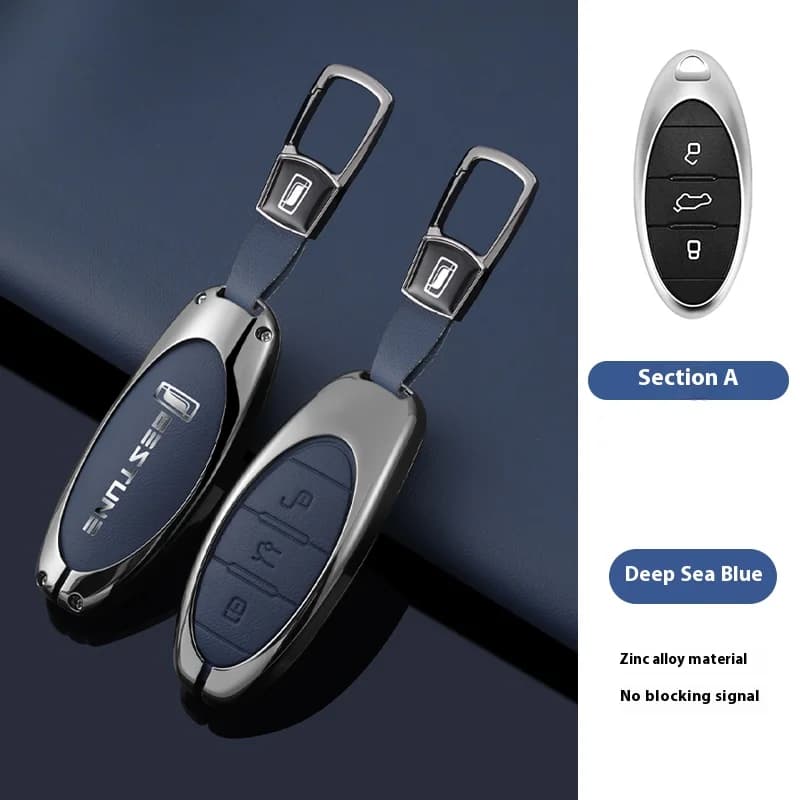 Car Key Case Cover For FAW Bestune T77 T77pro New B70 T55 T33 T99 Zinc Alloy Leather Stone Pattern Protector Keychain Accessorie