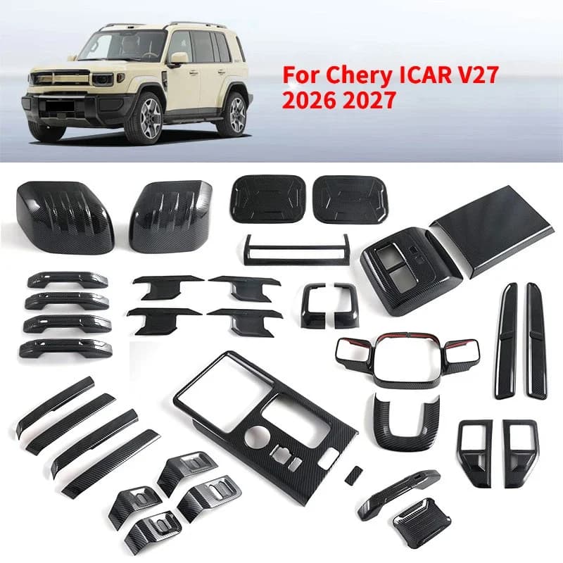For Chery ICAR V27 2026 2027 ABS Full Set Interior Exterior Trim Glass Lift Gear Shift Frame Steering Wheel Handle Mirror Cover