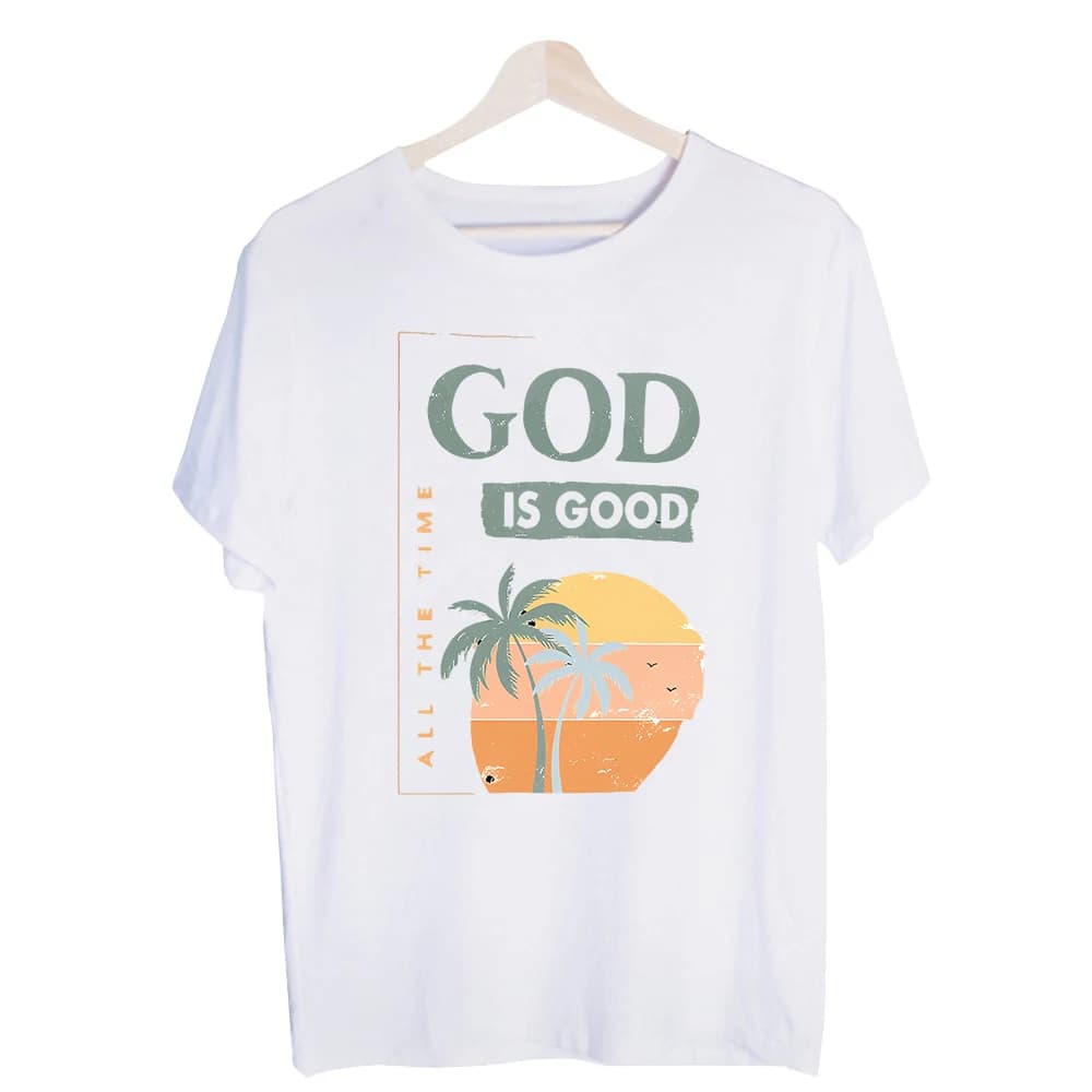 Men's God is Good Typography Print Graphic Tee, Vintage Style Crew Neck T-Shirt for Summer Vacation and Casual Daily Wear