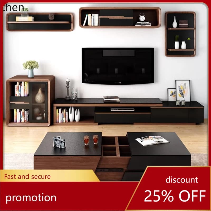 HXL flaming stone TV cabinet combination simple modern multi-functional small apartment living room set telescopic