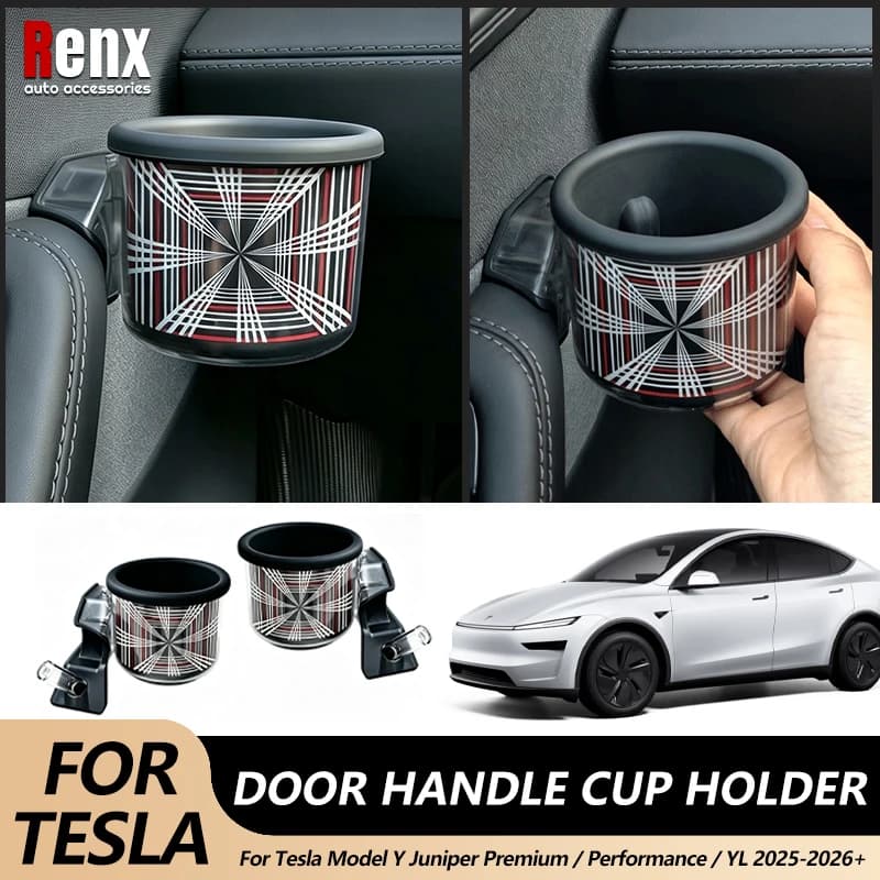 For Tesla Model Y Juniper Premium/YL 2025-2026+ Door Handle Cup New TypeHolder No‑Drill Installation Tesla Model Y Accessories