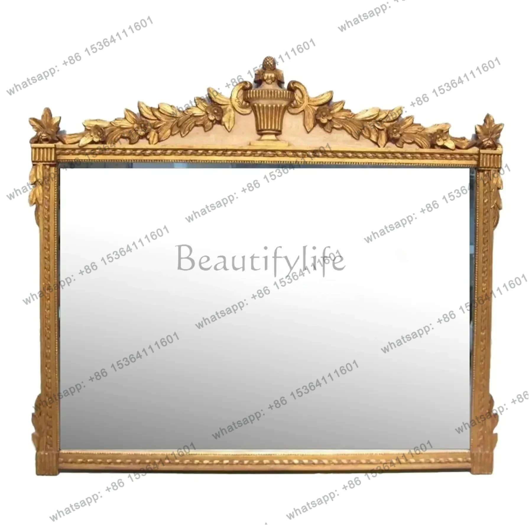 09French retro wall-mounted bathroom mirror European toilet, makeup mirror American home bedroom dressing mirror