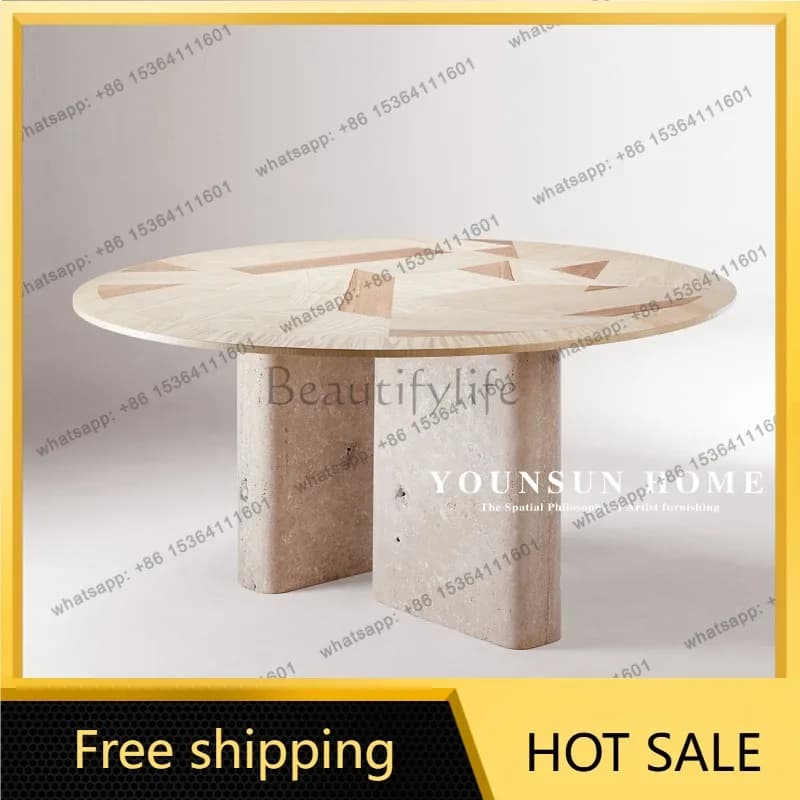 YJ Medieval solid wood dining table French retro home dining room table designer ash wood dining chair combination
