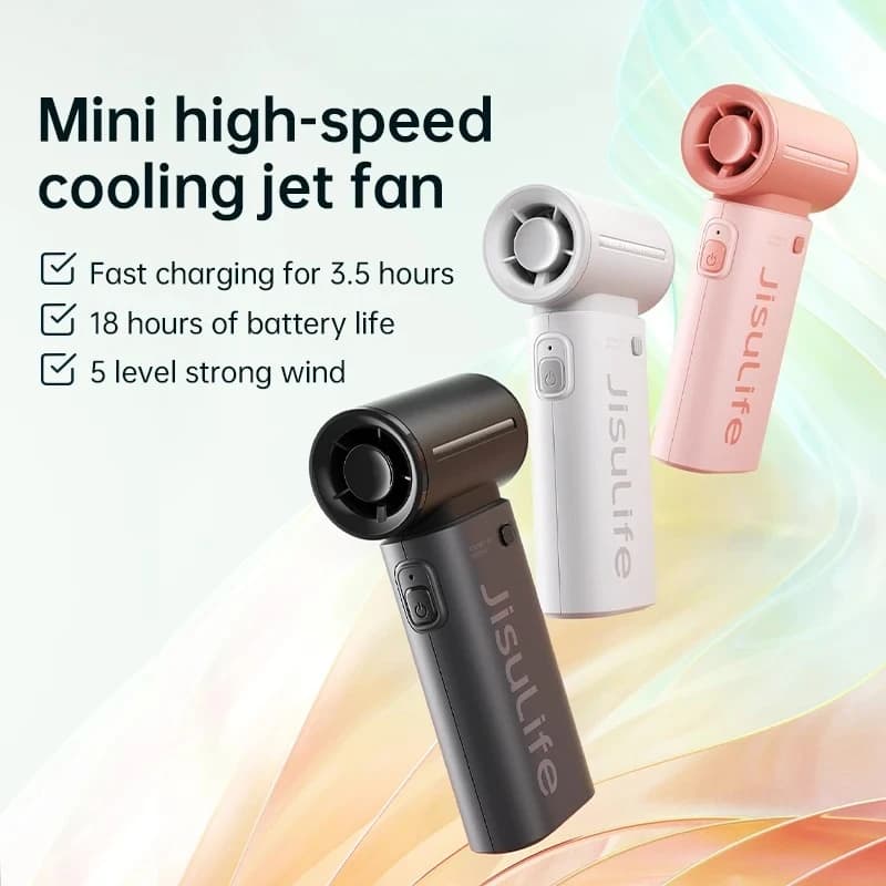 Handheld Turbo Fan, Powerful Wind 5-Speed Adjustable, 3000mAh USB Rechargeable, Pocket Mini Desktop Decoration