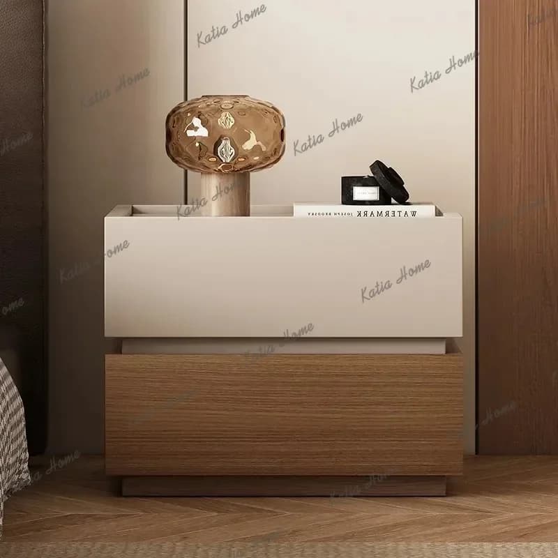 Italian Wooden High Nightstands Organizer Storage Luxury Modern Bedside Table Drawer Living Room