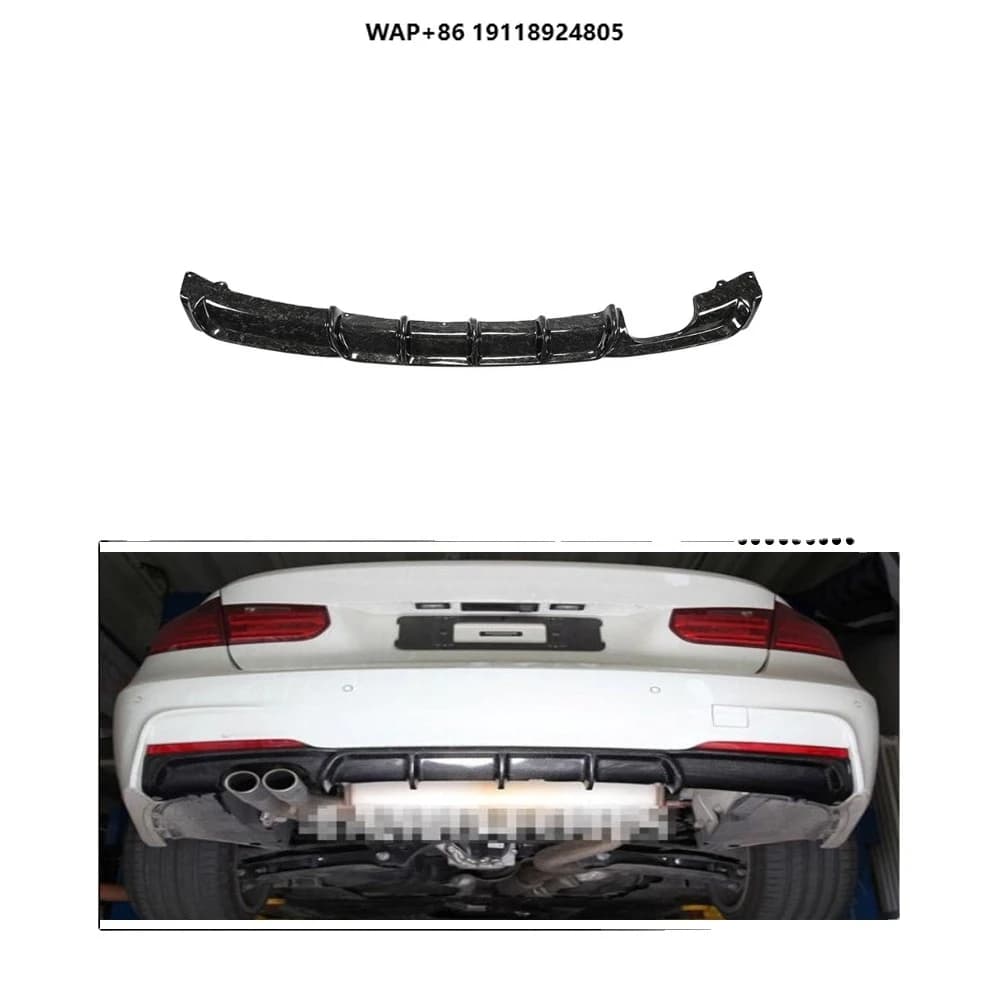 Carbon Fiber F30 Rear Diffuser Lip for B-MW 3 Series M-TECH 2012-2017 (dual Exhaust Pipe, Single Outlet)